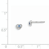 Sterling Silver Madi K Rhodium-plated Polished December Blue Preciosa Crystal Heart Children's Post Earrings